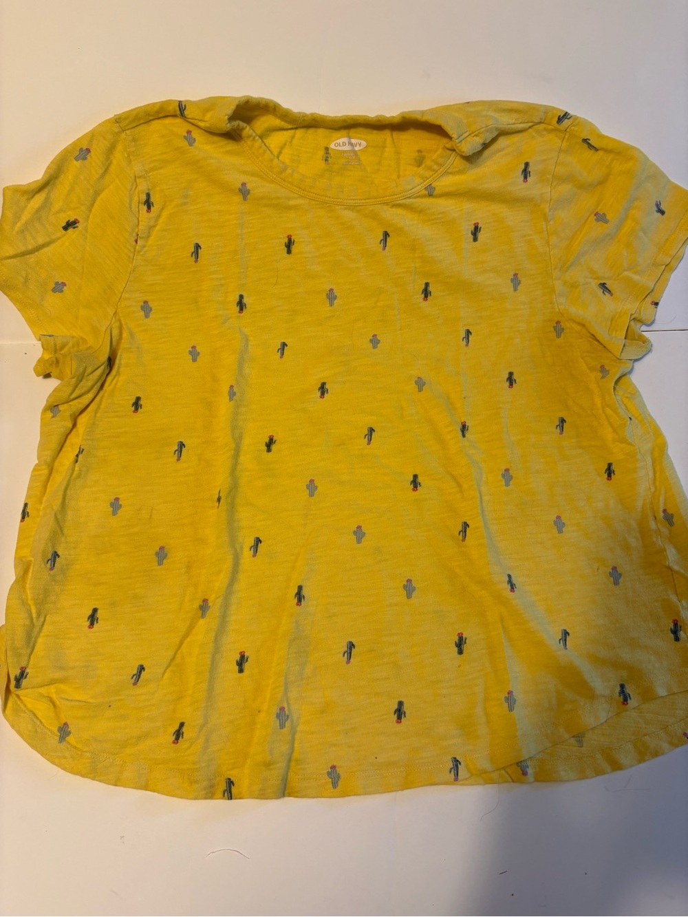 Old Navy Yellow Crew Neck Tee with Catcus Print - Womens XL